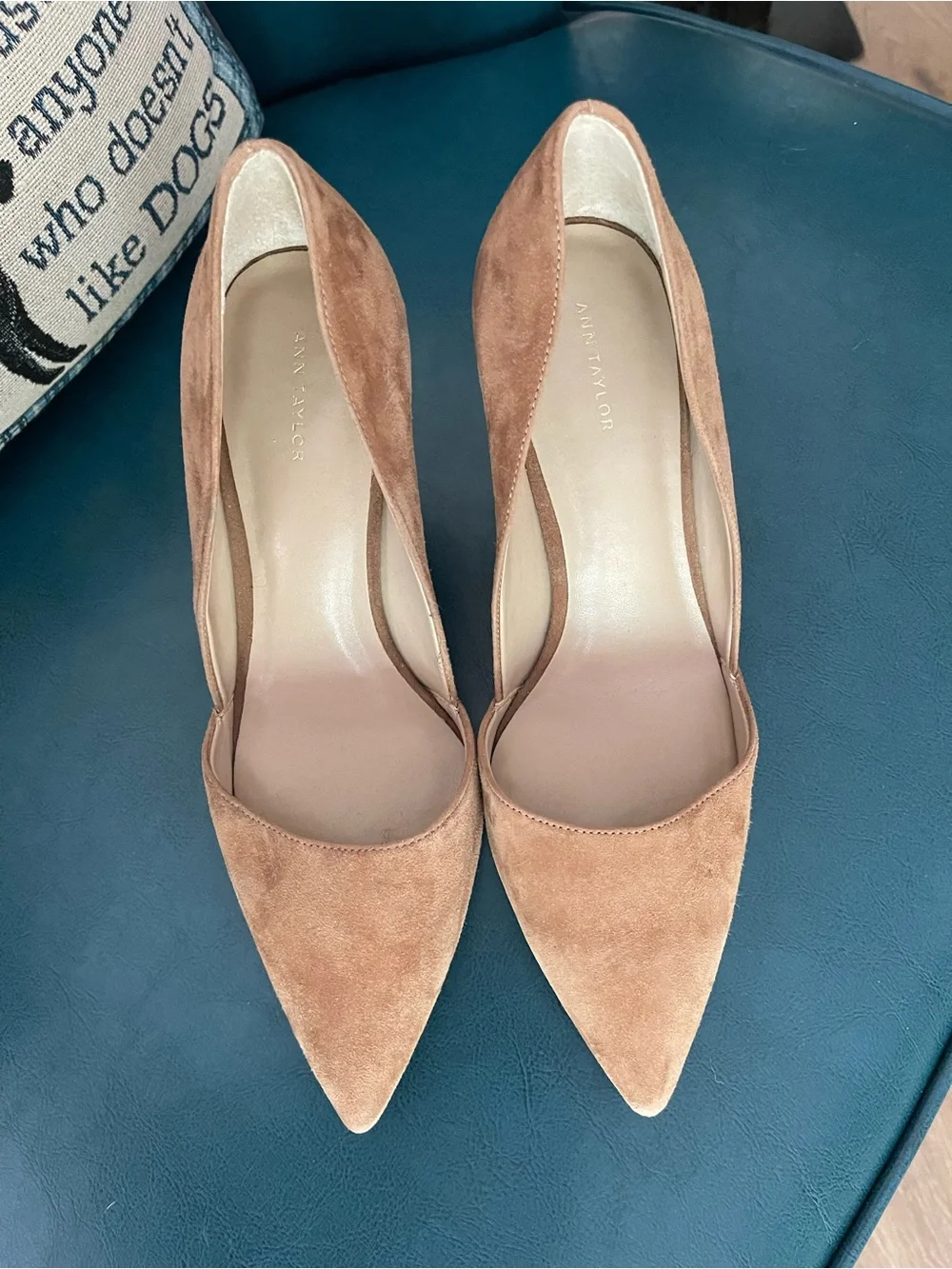 Ann Taylor Suede Pointed High Heels in Camel